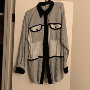 Button up lack and white Neumann Marcus Blouse